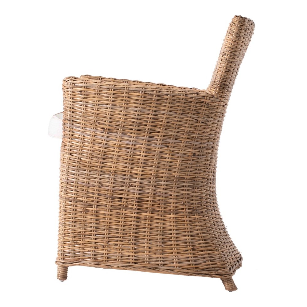 Set of Two Cream And Natural Rattan Dining Arm Chairs HomeRoots