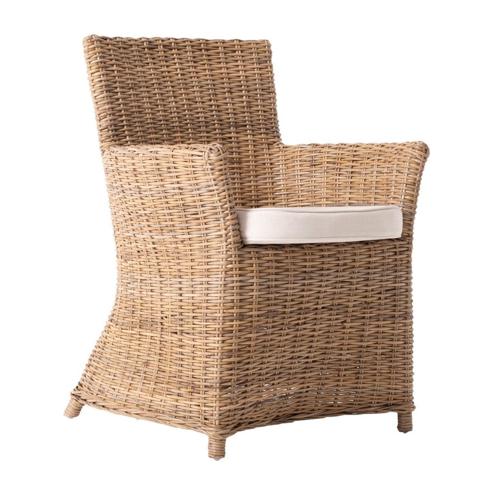 Set of Two Cream And Natural Rattan Dining Arm Chairs HomeRoots