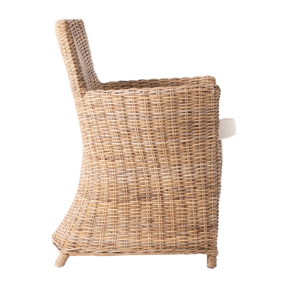 Set of Two Cream And Natural Rattan Dining Arm Chairs HomeRoots