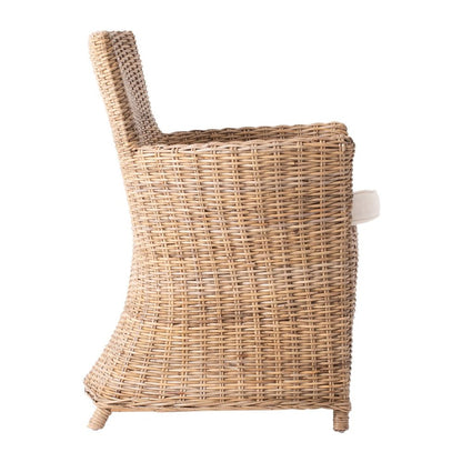 Set of Two Cream And Natural Rattan Dining Arm Chairs HomeRoots