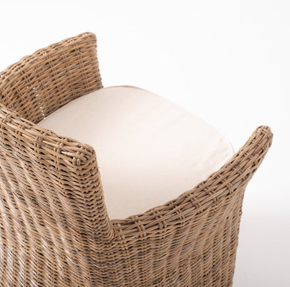 Set of Two Cream And Natural Rattan Dining Arm Chairs HomeRoots