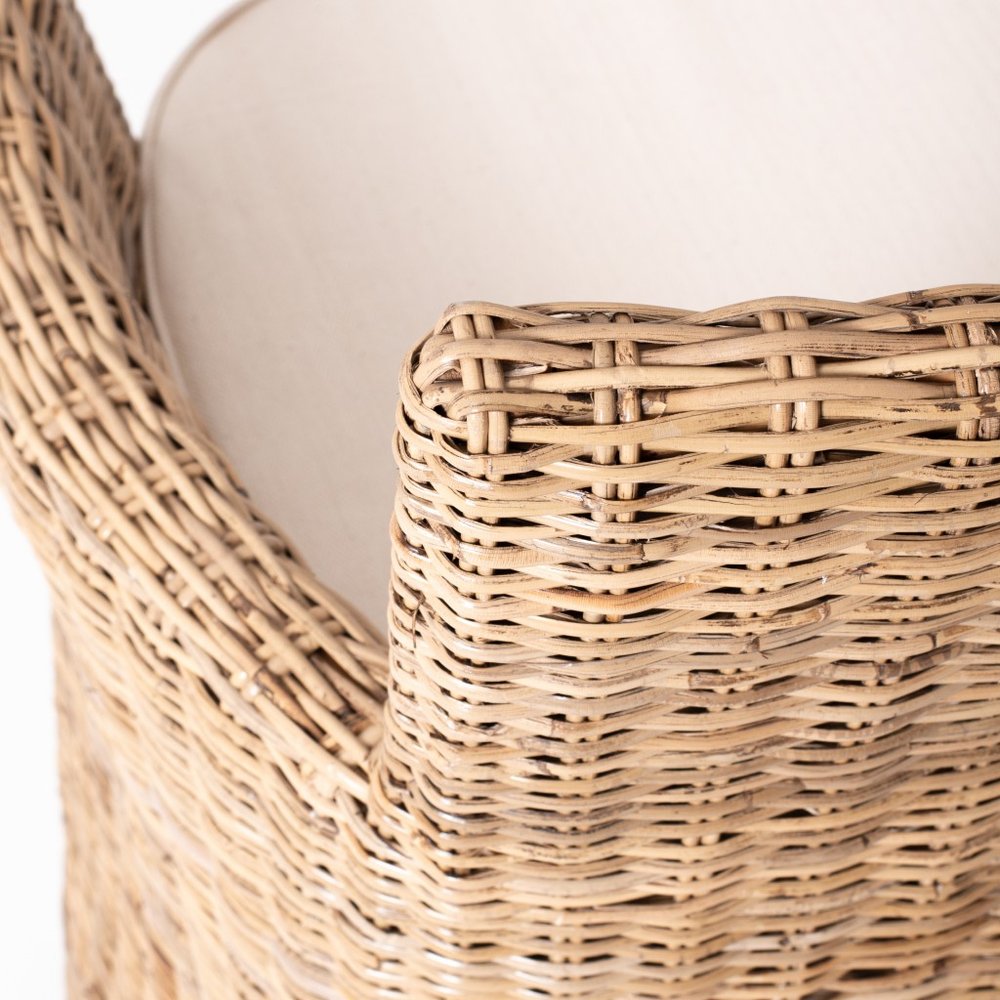 Set of Two Cream And Natural Rattan Dining Arm Chairs HomeRoots