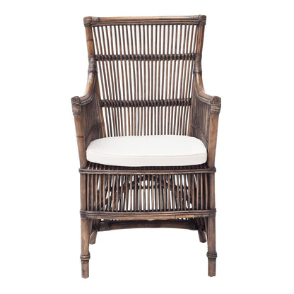Set of Two Cream Rattan Outdoor Arm Chairs HomeRoots