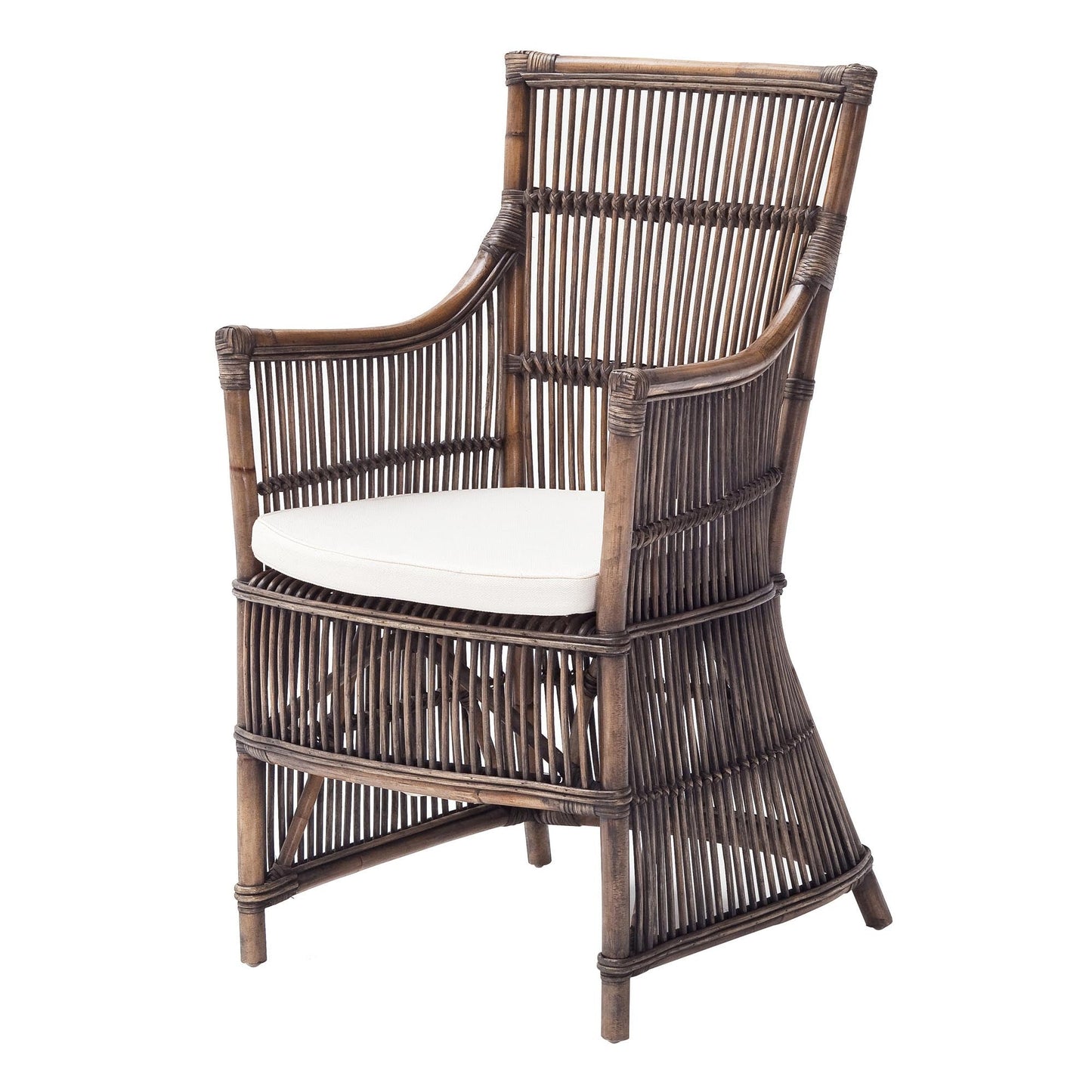 Set of Two Cream Rattan Outdoor Arm Chairs HomeRoots