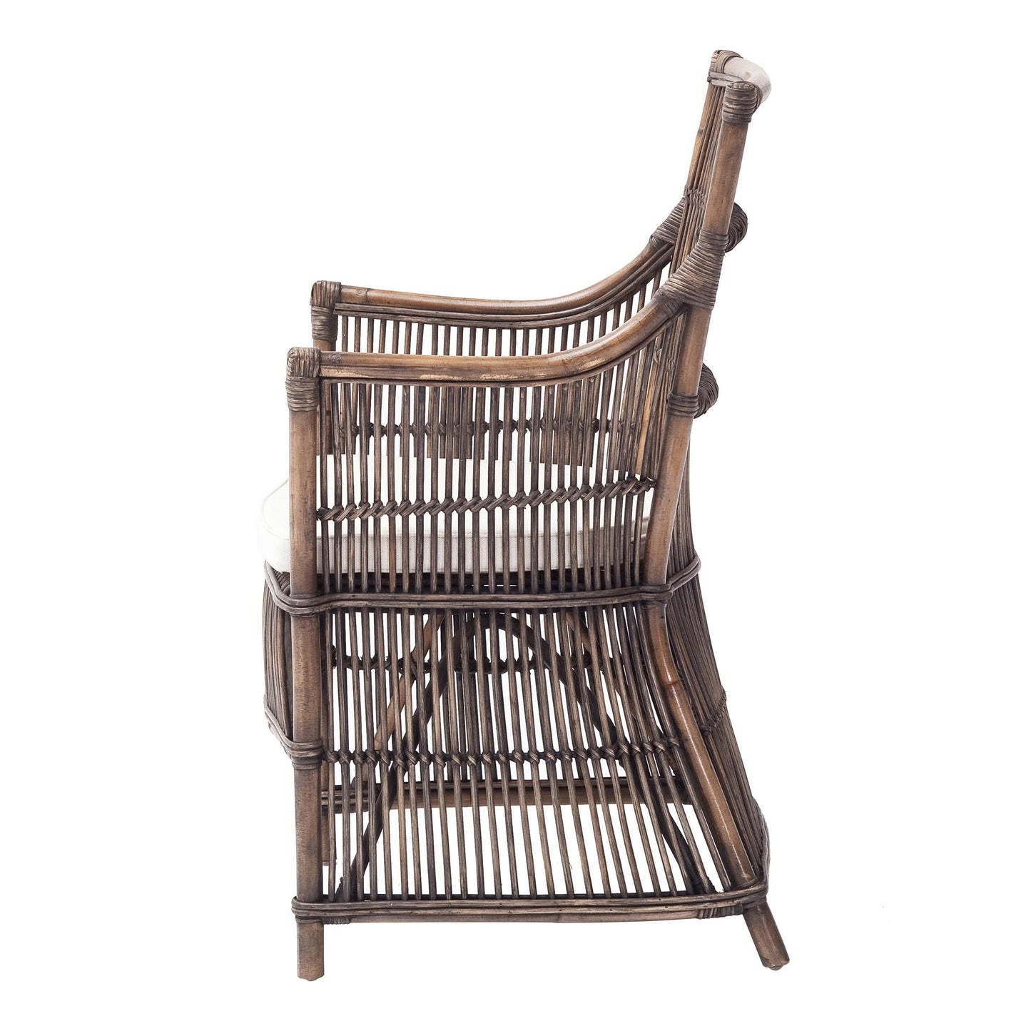 Set of Two Cream Rattan Outdoor Arm Chairs HomeRoots