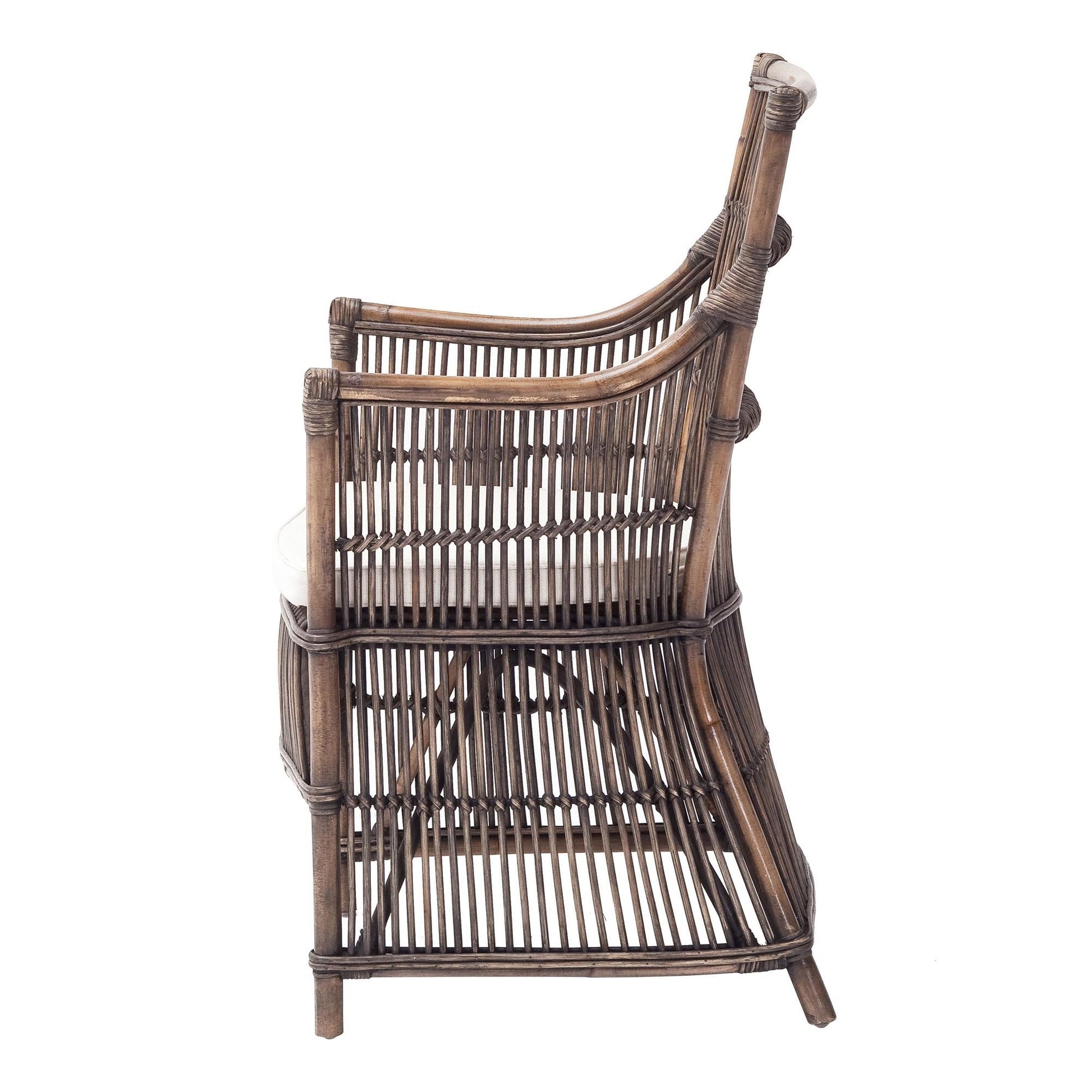 Set of Two Cream Rattan Outdoor Arm Chairs HomeRoots