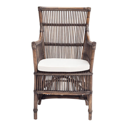 Set of Two Cream Rattan Outdoor Arm Chairs HomeRoots