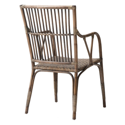 Set of Two Natural Rattan Slat Back Dining Arm Chairs HomeRoots