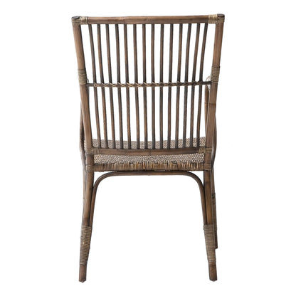 Set of Two Natural Rattan Slat Back Dining Arm Chairs HomeRoots