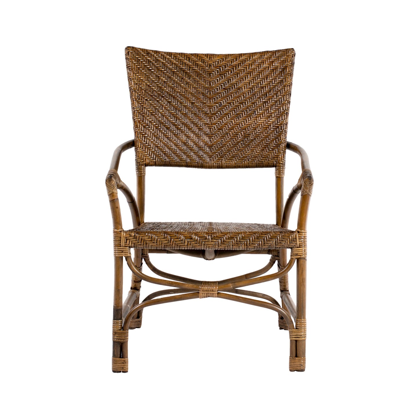 Set of Two Natural Rattan Open Back Dining Arm Chairs HomeRoots