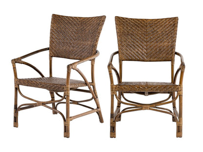 Set of Two Natural Rattan Open Back Dining Arm Chairs HomeRoots