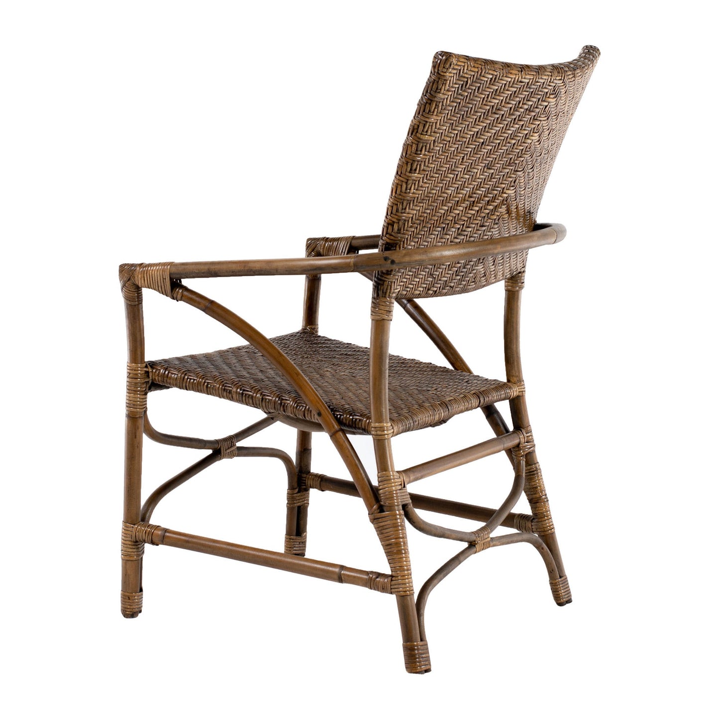 Set of Two Natural Rattan Open Back Dining Arm Chairs HomeRoots