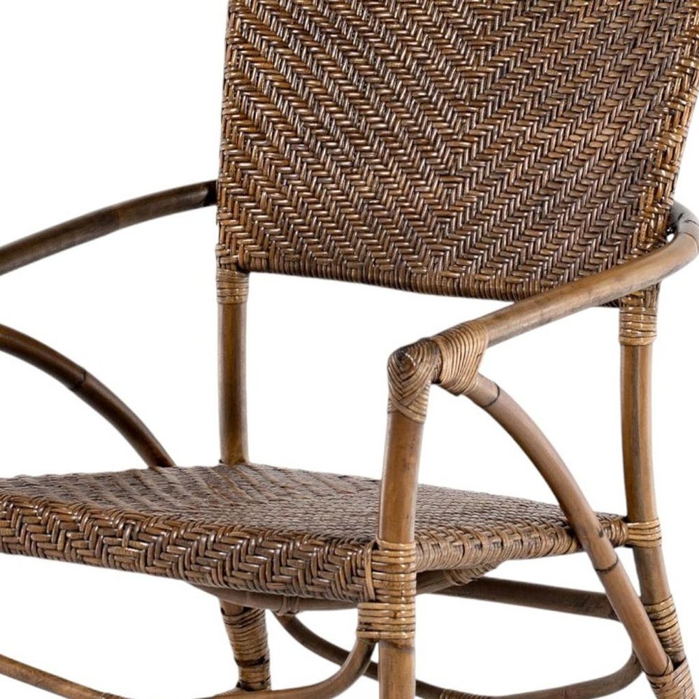 Set of Two Natural Rattan Open Back Dining Arm Chairs HomeRoots