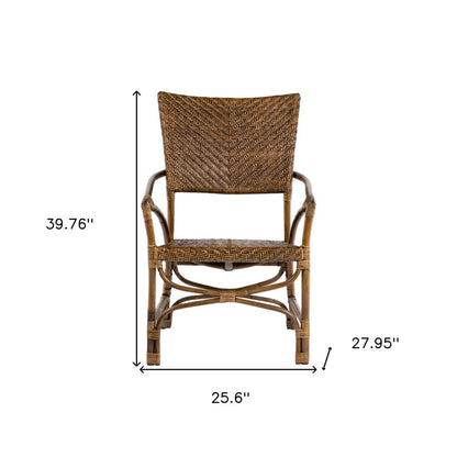 Set of Two Natural Rattan Open Back Dining Arm Chairs HomeRoots