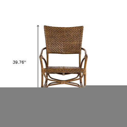 Set of Two Natural Rattan Open Back Dining Arm Chairs HomeRoots