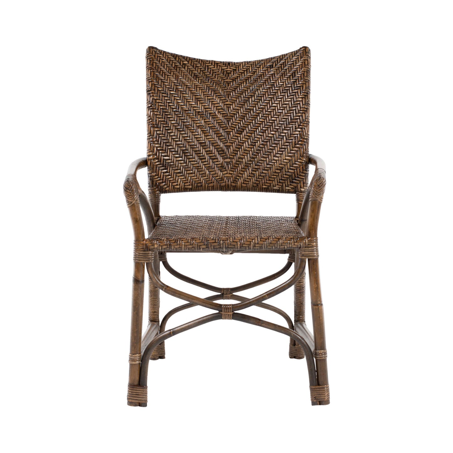 Set of Two Brown Open Back Dining Arm Chairs HomeRoots
