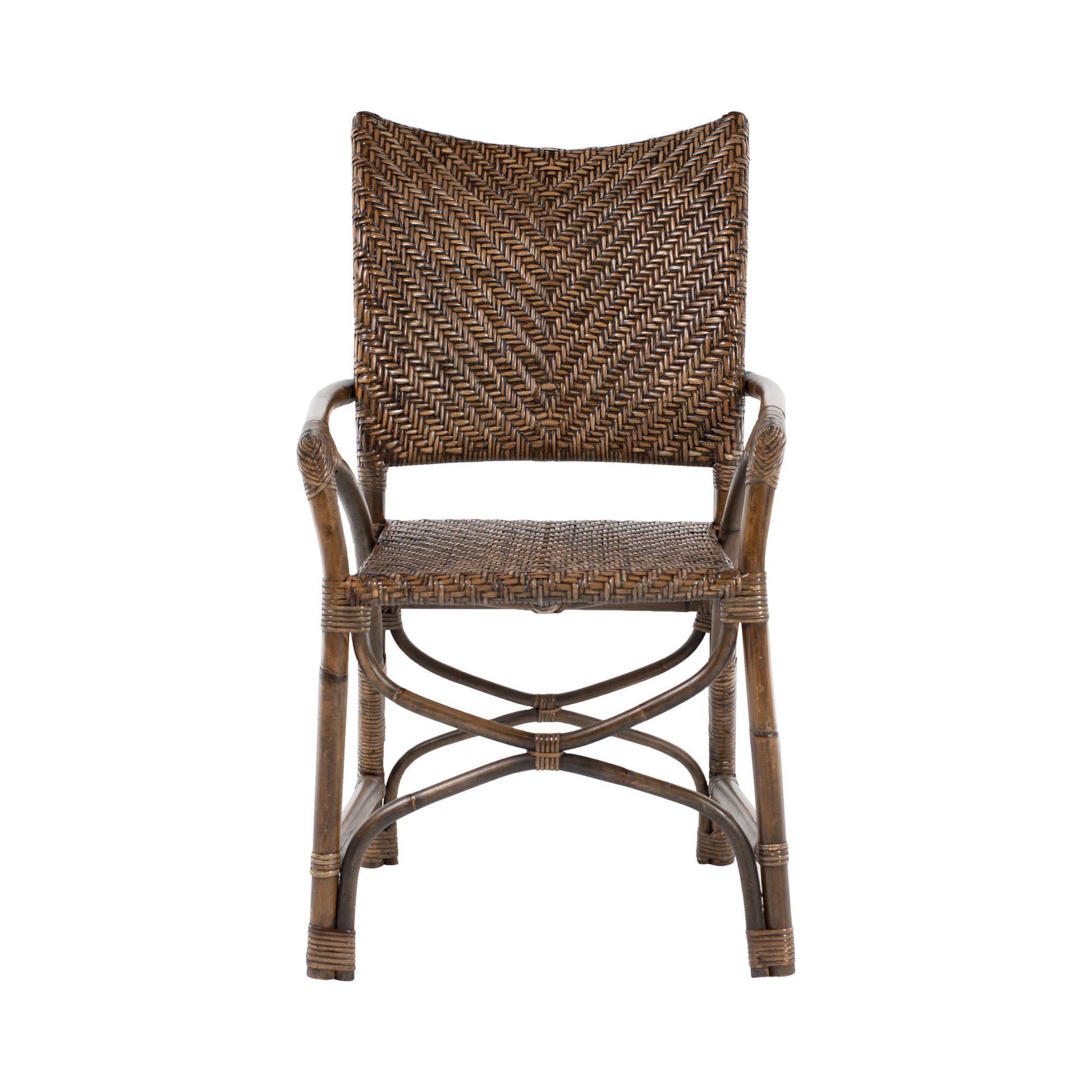Set of Two Brown Open Back Dining Arm Chairs HomeRoots