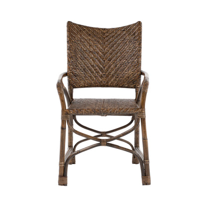Set of Two Brown Open Back Dining Arm Chairs HomeRoots