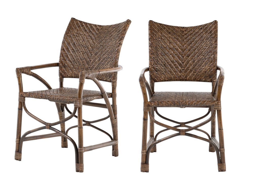 Set of Two Brown Open Back Dining Arm Chairs HomeRoots