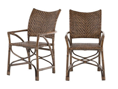 Set of Two Brown Open Back Dining Arm Chairs HomeRoots