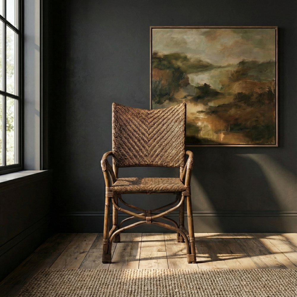 Set of Two Brown Open Back Dining Arm Chairs HomeRoots