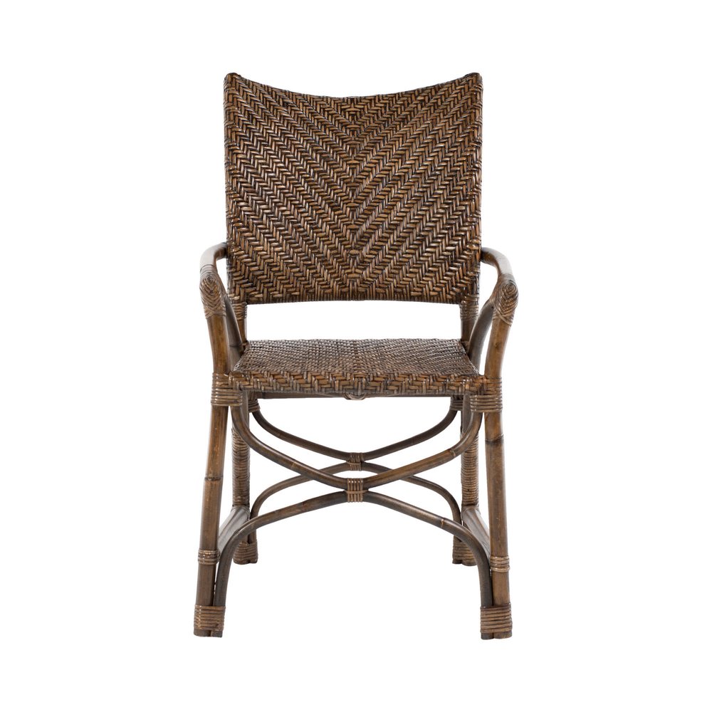 Set of Two Brown Open Back Dining Arm Chairs HomeRoots