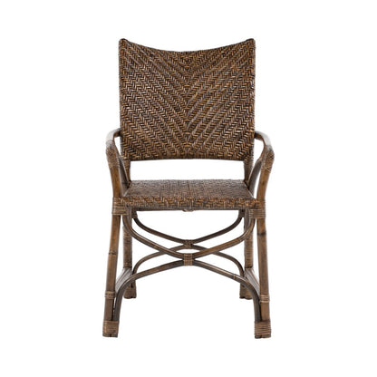 Set of Two Brown Open Back Dining Arm Chairs HomeRoots