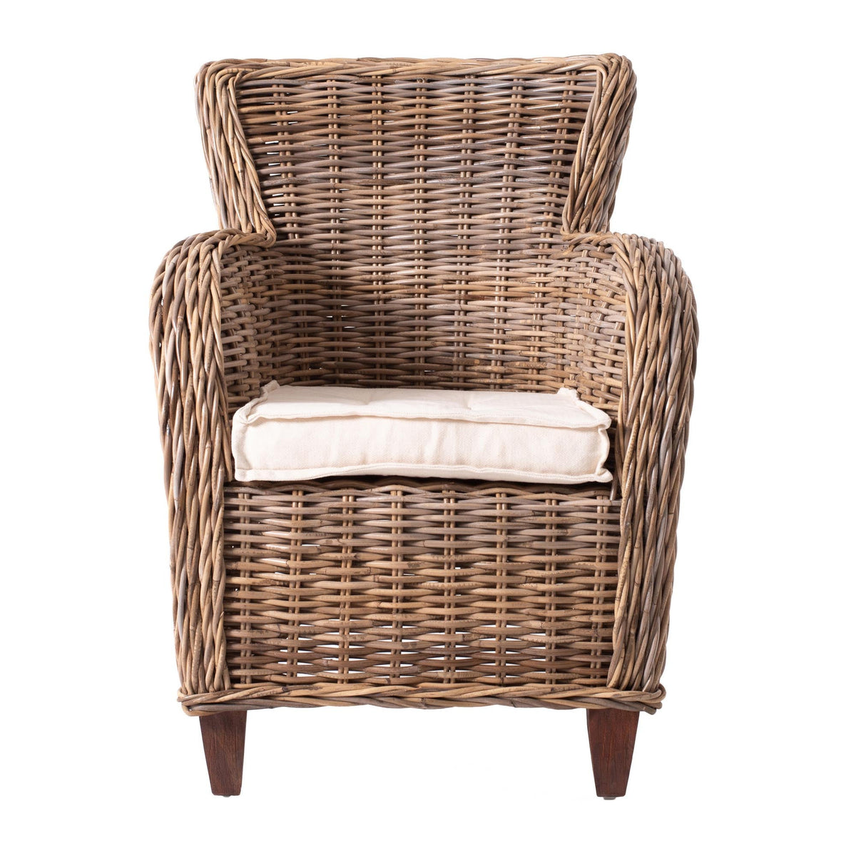 Set of Two Wide Edge Wicker Chairs with Seat Cushion — view 2