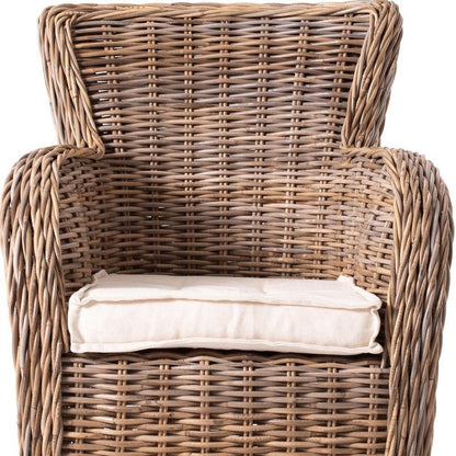 Set of Two Wide Edge Wicker Chairs with Seat Cushion HomeRoots