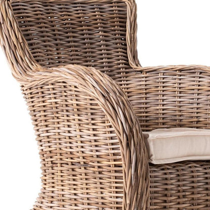 Set of Two Wide Edge Wicker Chairs with Seat Cushion HomeRoots