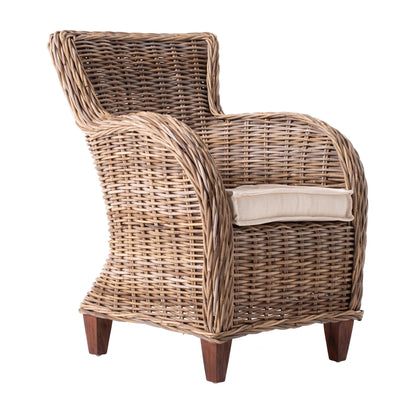 Set of Two Wide Edge Wicker Chairs with Seat Cushion HomeRoots