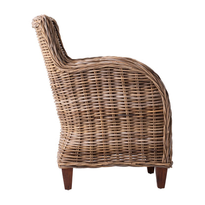 Set of Two Wide Edge Wicker Chairs with Seat Cushion HomeRoots