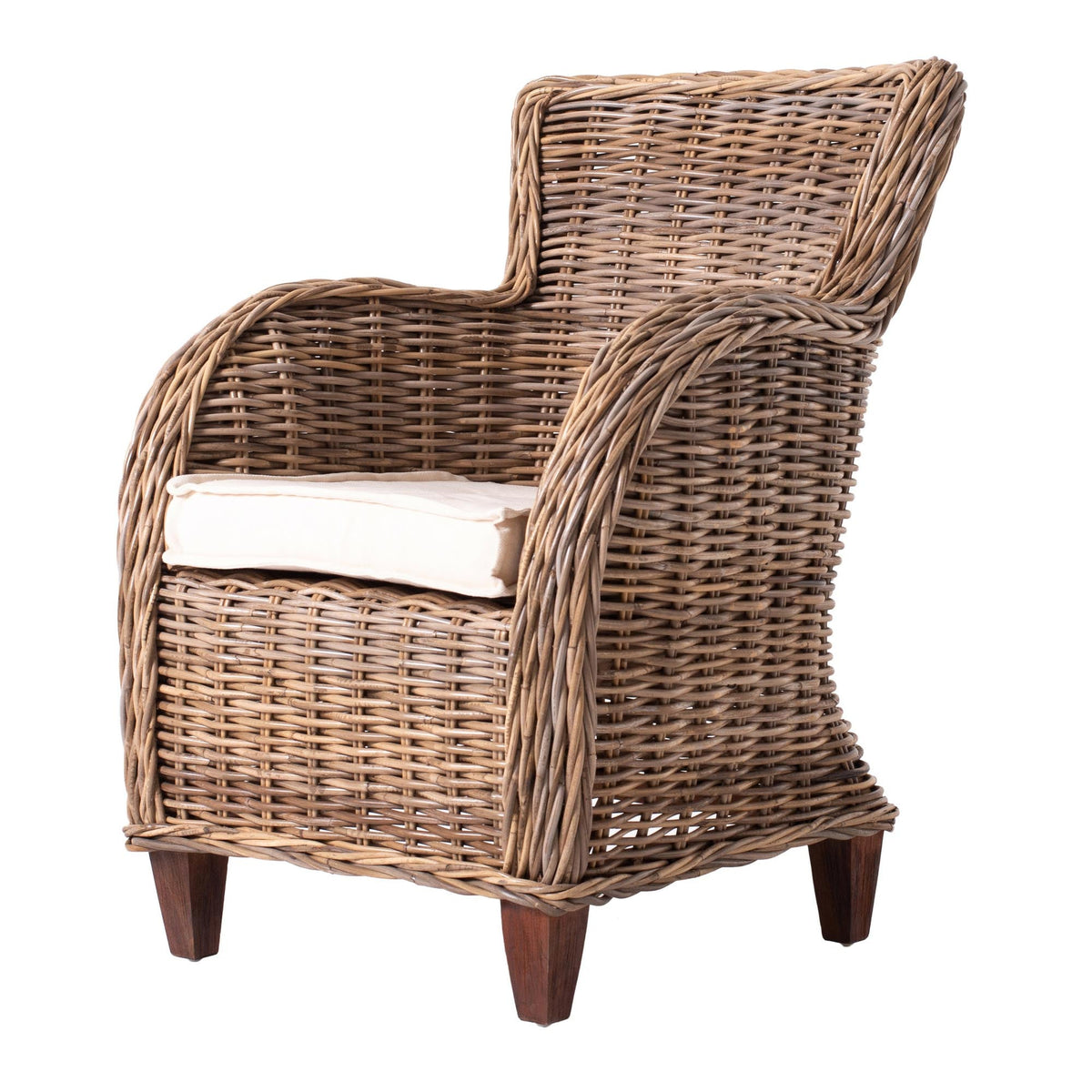 Set of Two Wide Edge Wicker Chairs with Seat Cushion HomeRoots