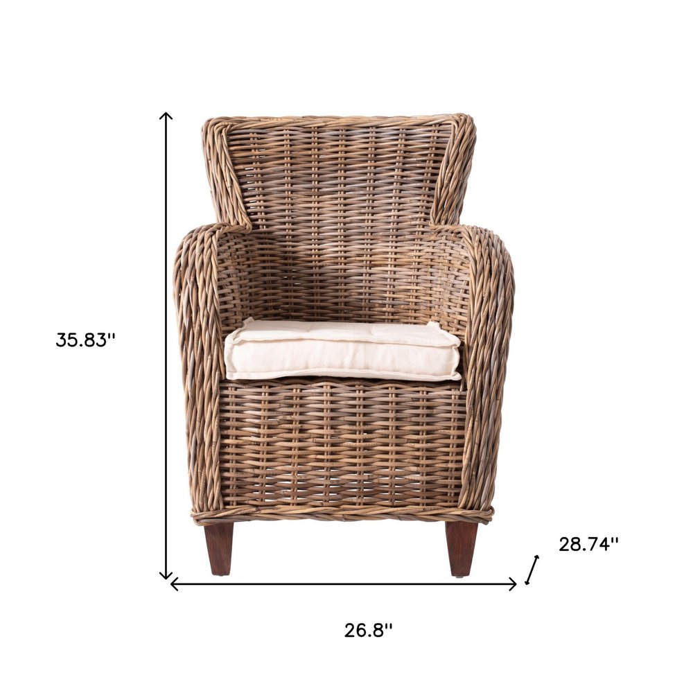 Set of Two Wide Edge Wicker Chairs with Seat Cushion — view 12