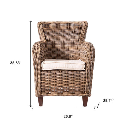 Set of Two Wide Edge Wicker Chairs with Seat Cushion HomeRoots