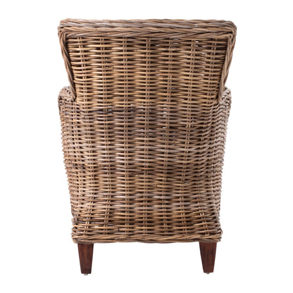 Set of Two Wide Edge Wicker Chairs with Seat Cushion HomeRoots