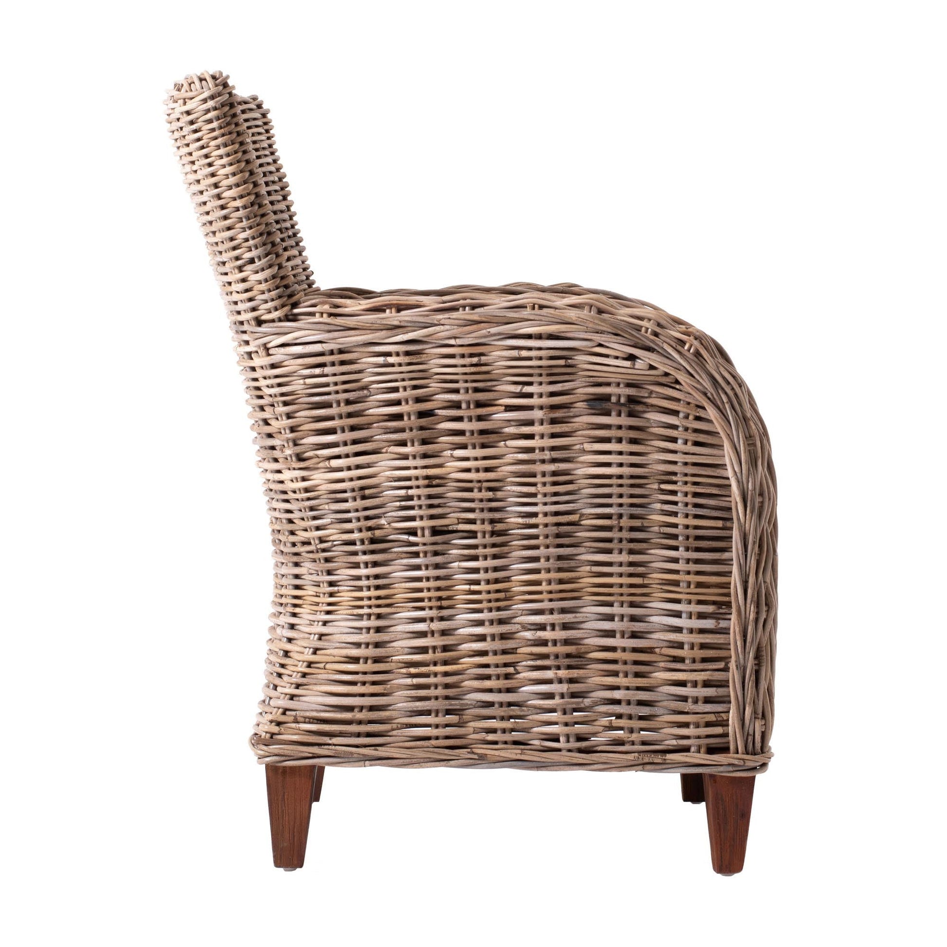 Set of Two Cream And Natural Woven Rattan Outdoor Dining Chairs with Cream Cushion HomeRoots
