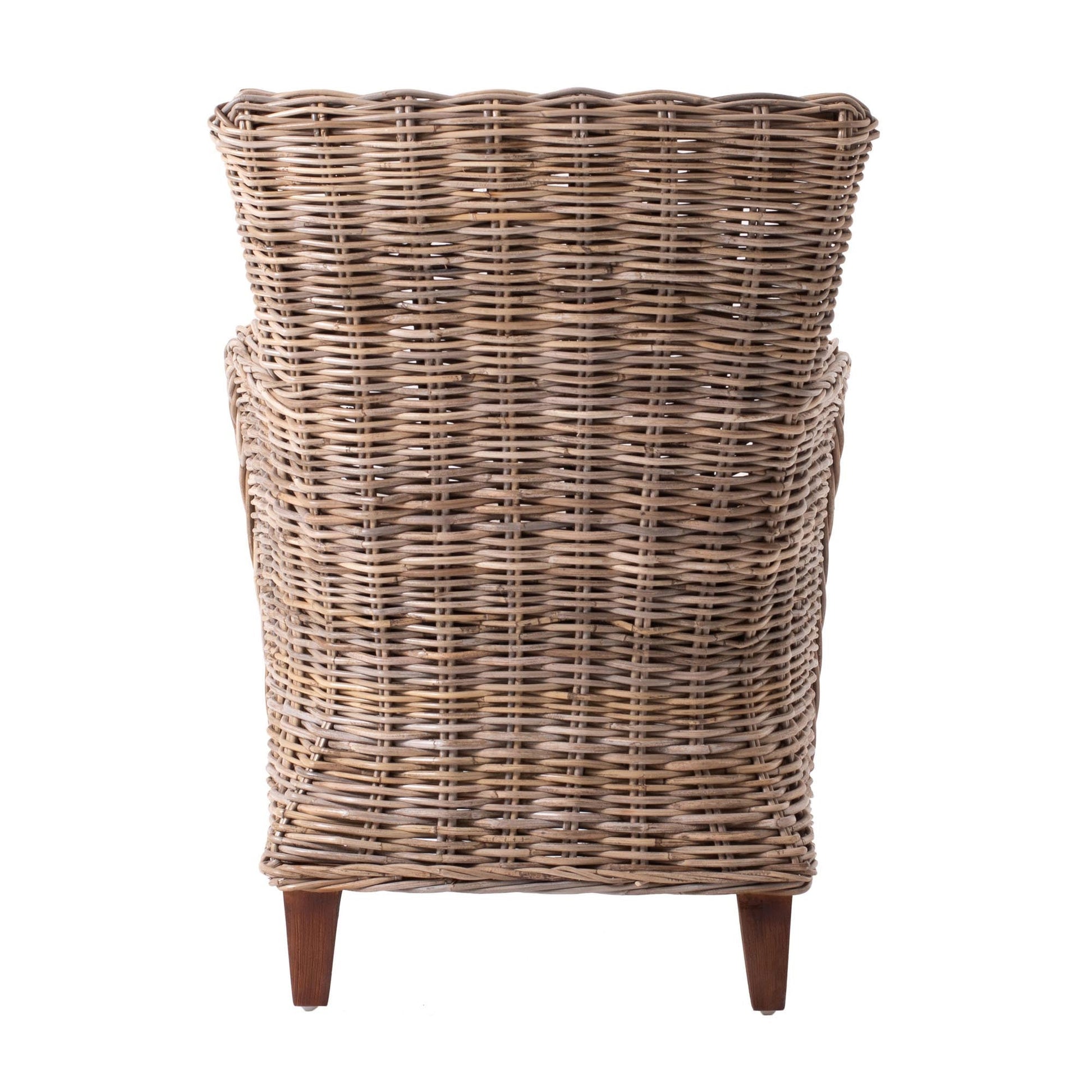 Set of Two Cream And Natural Woven Rattan Outdoor Dining Chairs with Cream Cushion HomeRoots