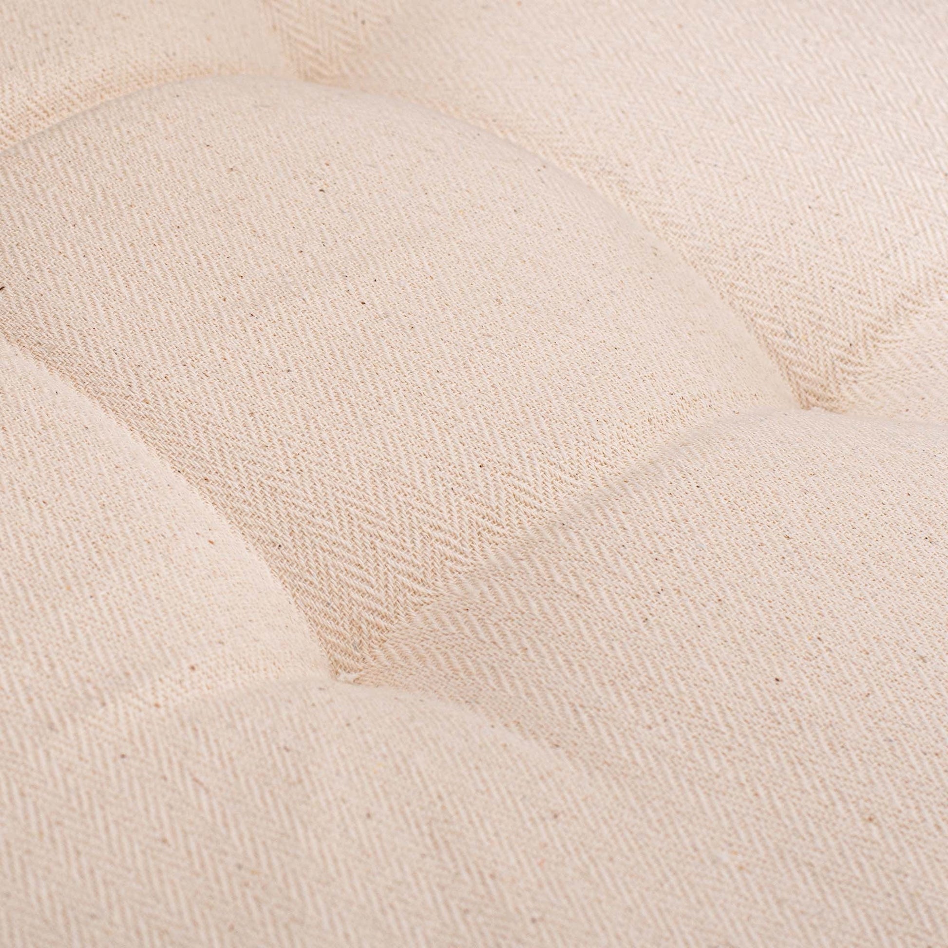 Set of Two Cream And Natural Woven Rattan Outdoor Dining Chairs with Cream Cushion HomeRoots