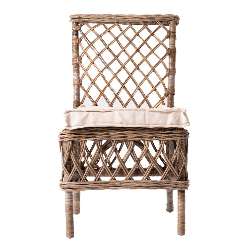Set of Two Cream Woven Rattan Outdoor Accent Chairs HomeRoots