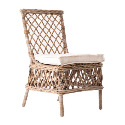 Set of Two Cream Woven Rattan Outdoor Accent Chairs HomeRoots