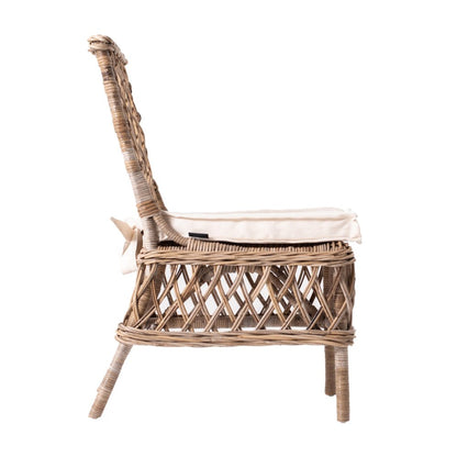 Set of Two Cream Woven Rattan Outdoor Accent Chairs HomeRoots