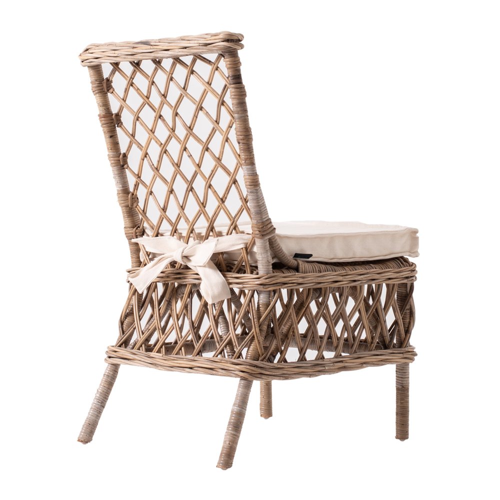 Set of Two Cream Woven Rattan Outdoor Accent Chairs HomeRoots