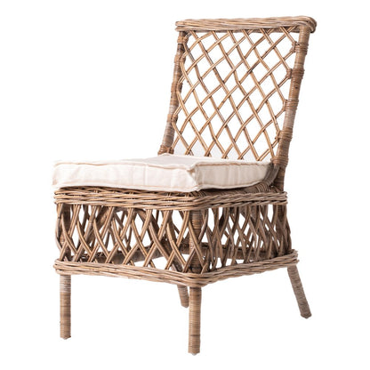 Set of Two Cream Woven Rattan Outdoor Accent Chairs HomeRoots