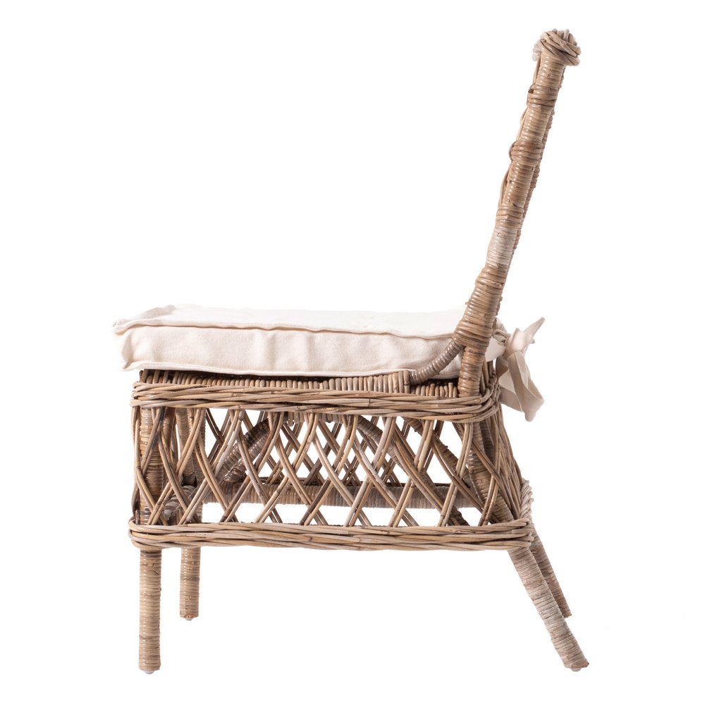 Set of Two Cream Woven Rattan Outdoor Accent Chairs HomeRoots