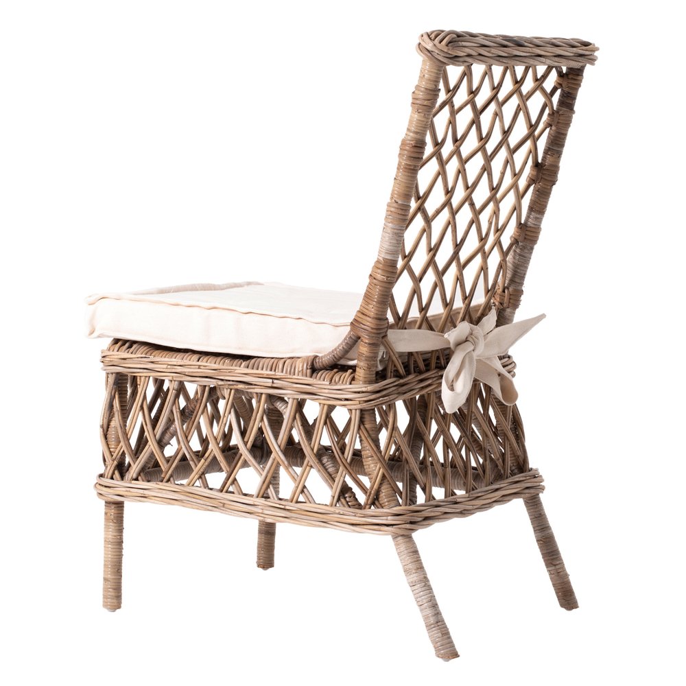 Set of Two Cream Woven Rattan Outdoor Accent Chairs HomeRoots