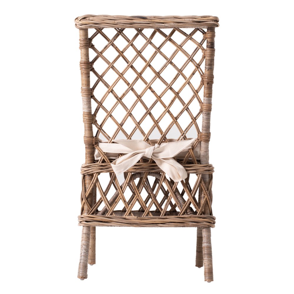Set of Two Cream Woven Rattan Outdoor Accent Chairs HomeRoots