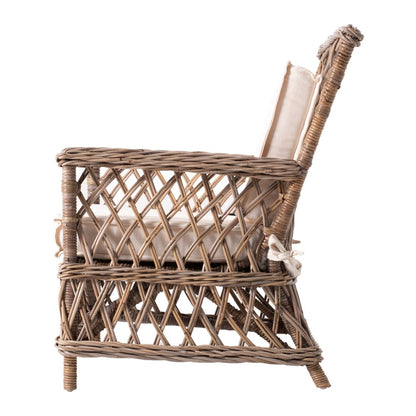 Set of Two Cream and Natural Cross Back Dining Arm Chairs HomeRoots