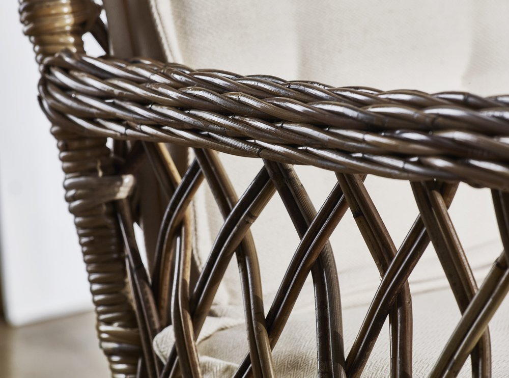 Set of Two Cream and Natural Cross Back Dining Arm Chairs HomeRoots