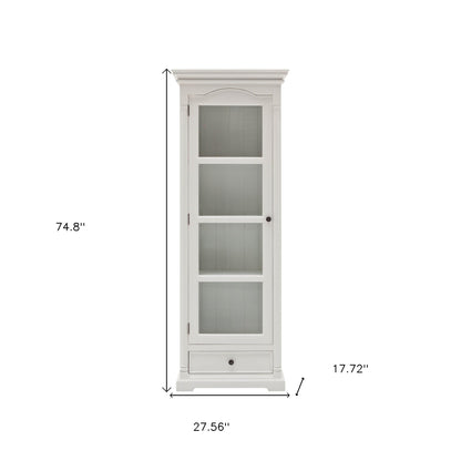 Traditional White and Glass Door Storage Cabinet